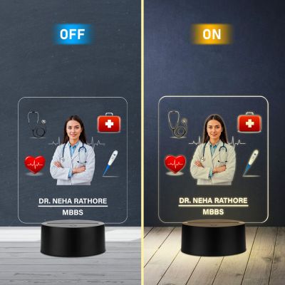 Personalized Doctor LED Night Lamp, Birthday Gift for Doctor Thankyou Gift for Doctor & Nurse Medical Student Gift Warm White Light